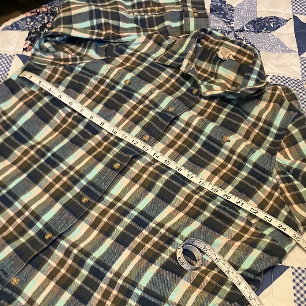 Duluth Trading Co Women's Plaid Button Down Shirt - Blue, Mint, Pink - Picture 3 of 5